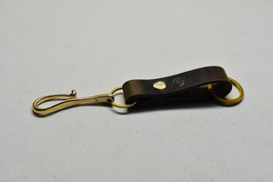 The Chromexcel Key Loop with Brass Hook and Rivet - Brown